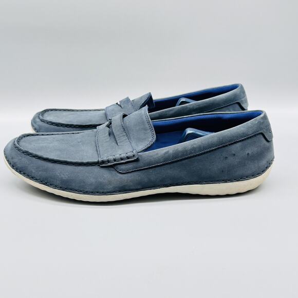 Cole Haan Shoes Mens 12 Blue Suede Loafers Grand OS Motogrand Casual Slip On - Picture 5 of 12